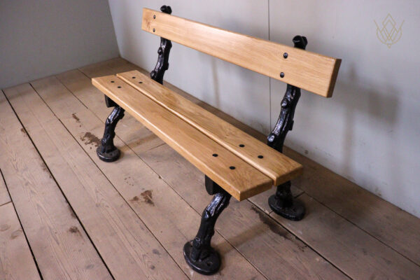 Refurbished 19th Century Log Effect Railway Bench with Oak Lats - WM12173 - Image 3
