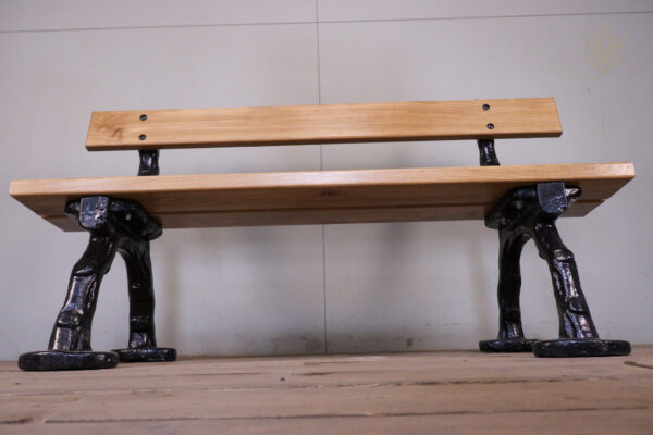 Refurbished 19th Century Log Effect Railway Bench with Oak Lats - WM12173 - Image 2