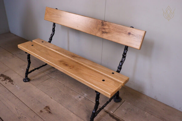 Refurbished 19th Century Log Effect Railway Bench with Oak Lats - WM12174 - Image 12