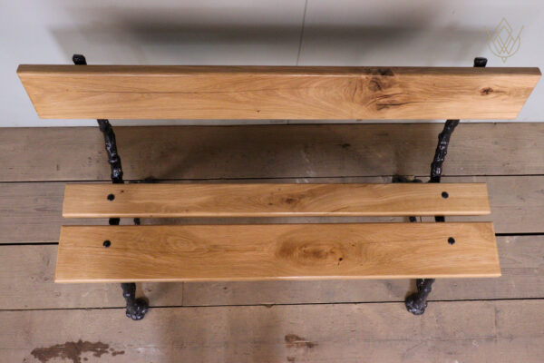 Refurbished 19th Century Log Effect Railway Bench with Oak Lats - WM12174 - Image 2
