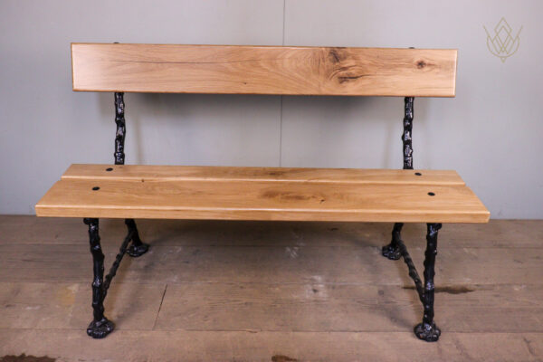 Refurbished 19th Century Log Effect Railway Bench with Oak Lats - WM12174 - Image 11