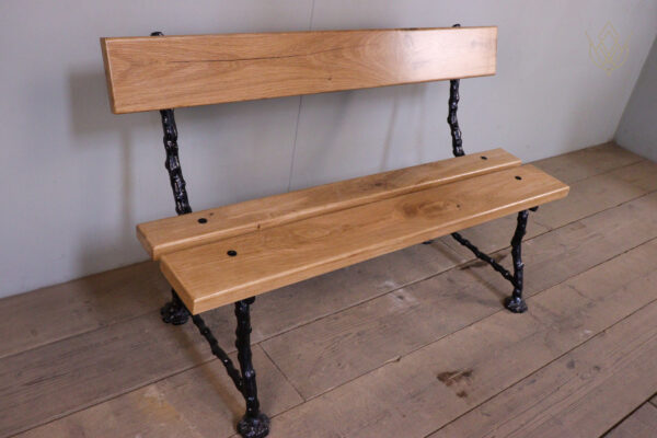 Refurbished 19th Century Log Effect Railway Bench with Oak Lats - WM12174 - Image 10