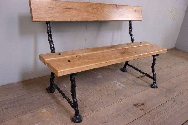 Refurbished 19th Century Log Effect Railway Bench with Oak Lats - WM12174 - Image 9