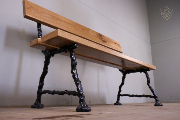 Refurbished 19th Century Log Effect Railway Bench with Oak Lats - WM12174 - Image 8