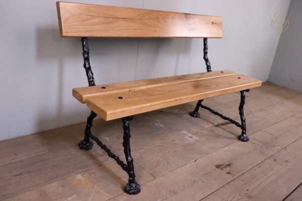 Refurbished 19th Century Log Effect Railway Bench with Oak Lats - WM12174 - Image 7