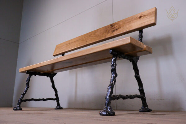 Refurbished 19th Century Log Effect Railway Bench with Oak Lats - WM12174 - Image 6