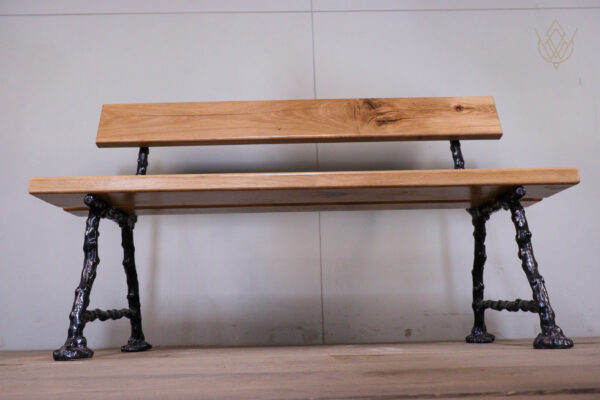 Refurbished 19th Century Log Effect Railway Bench with Oak Lats - WM12174 - Image 4