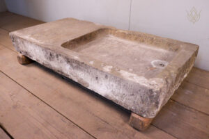 Reclaimed Victorian Carved Stone Sink with Original Lead Drainer - WM12177