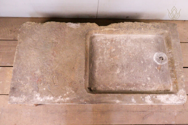 Reclaimed Victorian Carved Stone Sink with Original Lead Drainer - WM12177 - Image 4