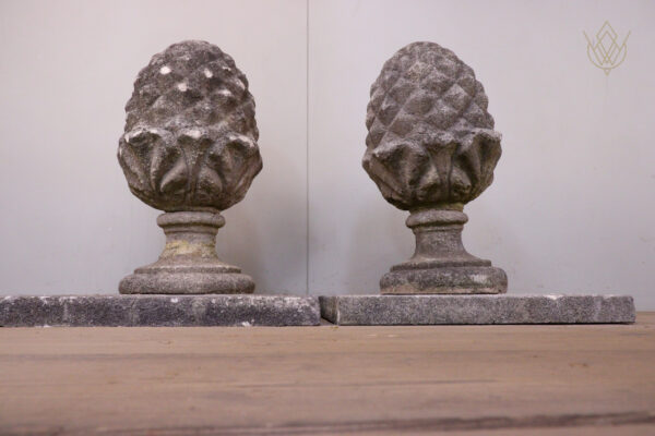 Pair of Composition Stone Acorns on Bases - WM12192 - Image 3