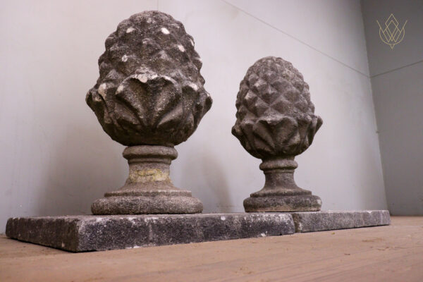 Pair of Composition Stone Acorns on Bases - WM12192 - Image 2