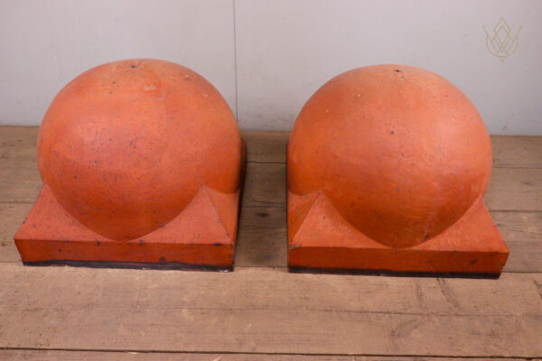Large Pair of Red Terracotta Dome Top Pier Caps - WM12211 - Image 7