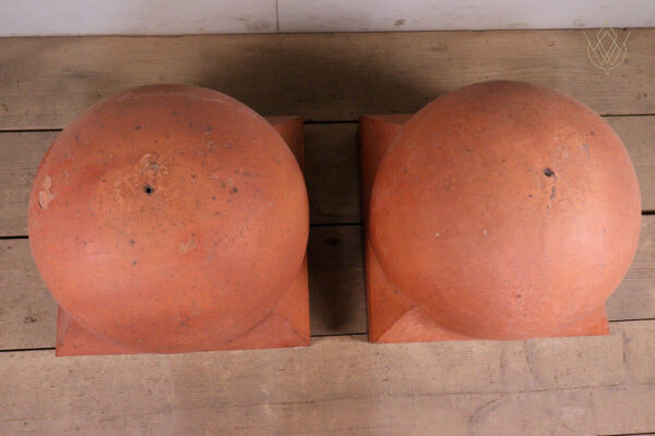Large Pair of Red Terracotta Dome Top Pier Caps - WM12211 - Image 5