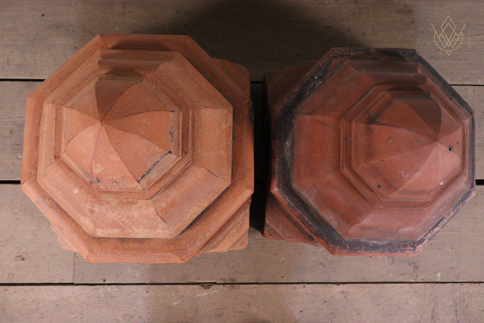 Pair of Ornate Floral Victorian Terracotta Pier Caps - WM12193 - Image 2