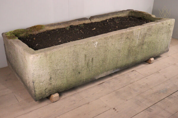Large 2.4m 19th Century Gritstone Carved Stone Water Trough/Planter - WM12215