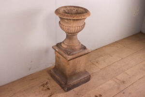 19th Century Carved York Stone Urn & Stone Pedestal - WM12218