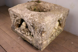 18th Century Stone Carved Font Depicting Religious Carving - WM12233