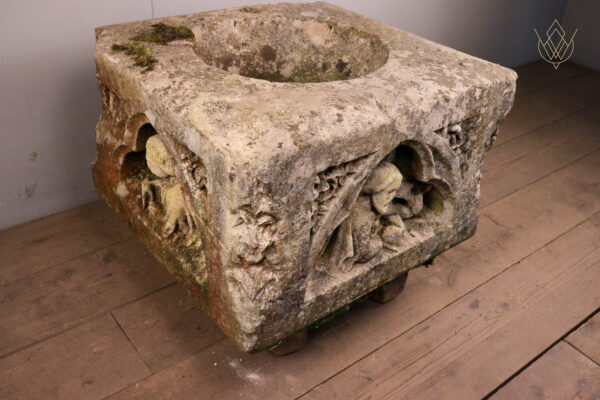 18th Century Stone Carved Font Depicting Religious Carving - WM12233 - Image 8