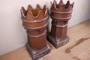 Pair of Glazed Terracotta Chimney Pots - WM12239