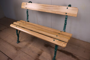 Refurbished 19th Century Log Effect Railway Bench with Oak Slats - WM12240