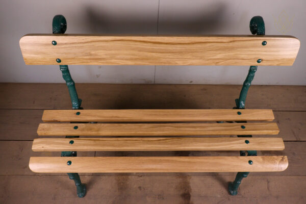 Refurbished 19th Century Log Effect Railway Bench with Oak Slats - WM12240 - Image 7