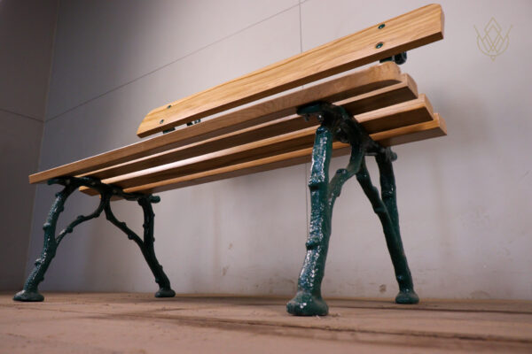 Refurbished 19th Century Log Effect Railway Bench with Oak Slats - WM12240 - Image 6