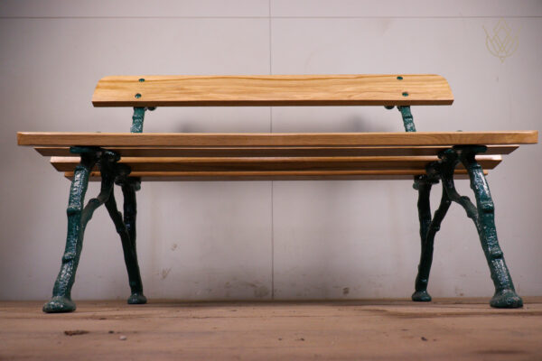 Refurbished 19th Century Log Effect Railway Bench with Oak Slats - WM12240 - Image 4