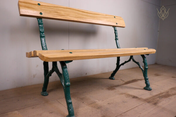 Refurbished 19th Century Log Effect Railway Bench with Oak Slats - WM12240 - Image 3