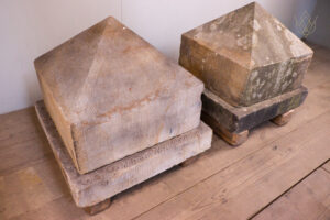Large Victorian Sandstone Pier Caps on Stone Bases - WM12254
