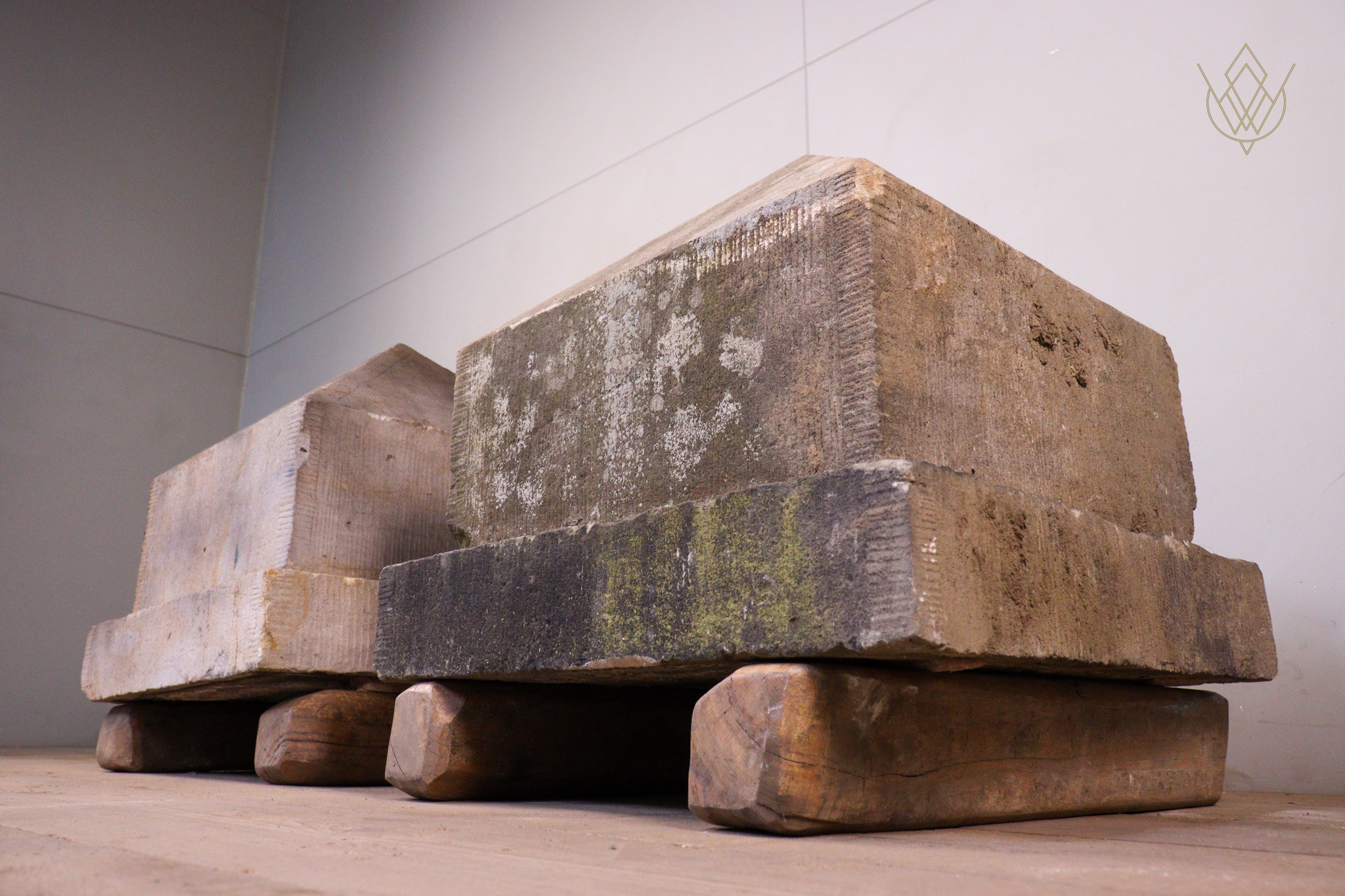 Large Victorian Sandstone Pier Caps on Stone Bases - WM12254 - Image 6