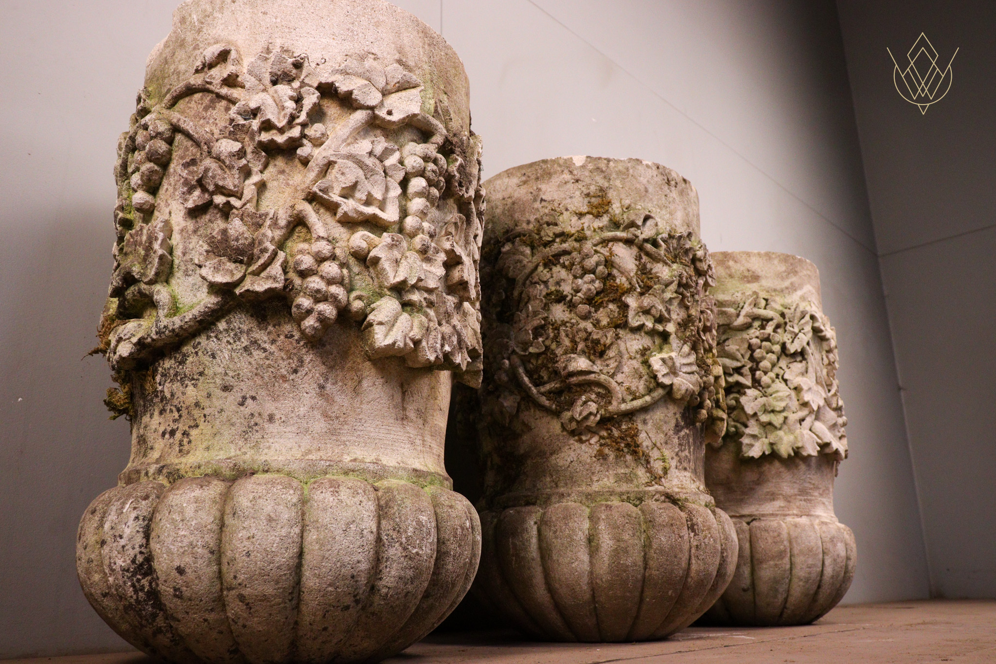 3x Decorative Limestone Pedestals - WM12282