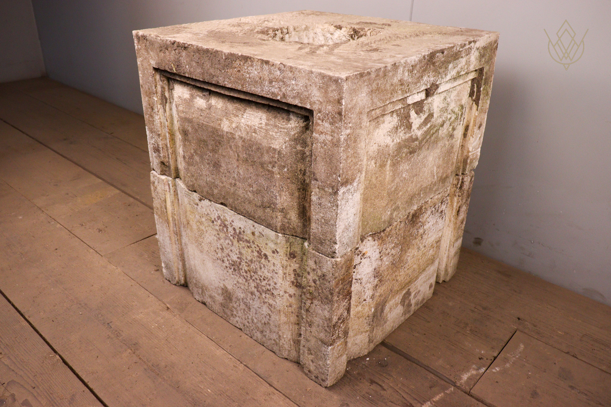 Reclaimed 2 Piece Limestone Plinth/Pedestal - WM12283