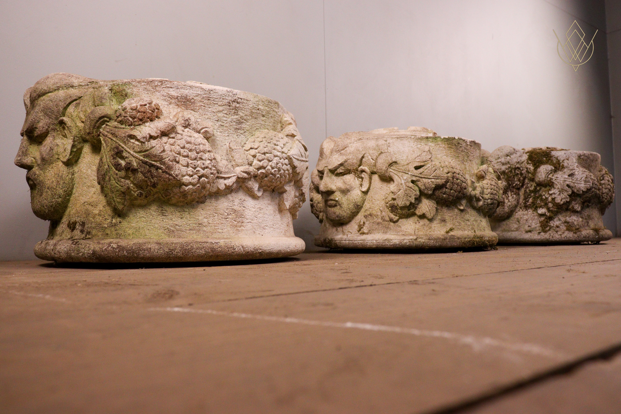 Set of 3 Decorative Limestone Plinths Depicting Faces - WM12293 - Image 5