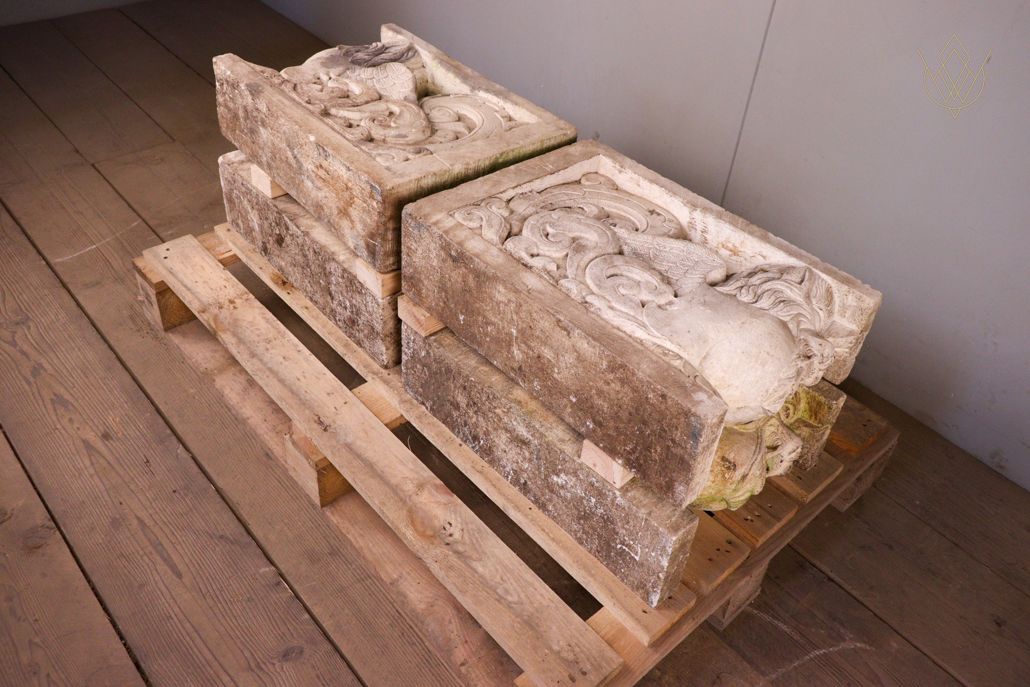 Pair of Limestone Corbels/Plinths Depicting Griffins - WM12295 - Image 6