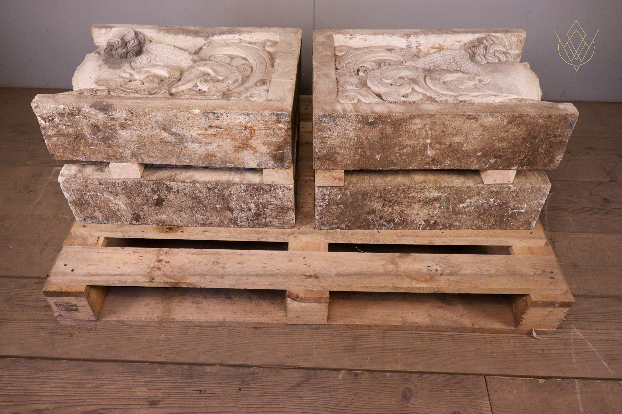 Pair of Limestone Corbels/Plinths Depicting Griffins - WM12295 - Image 5