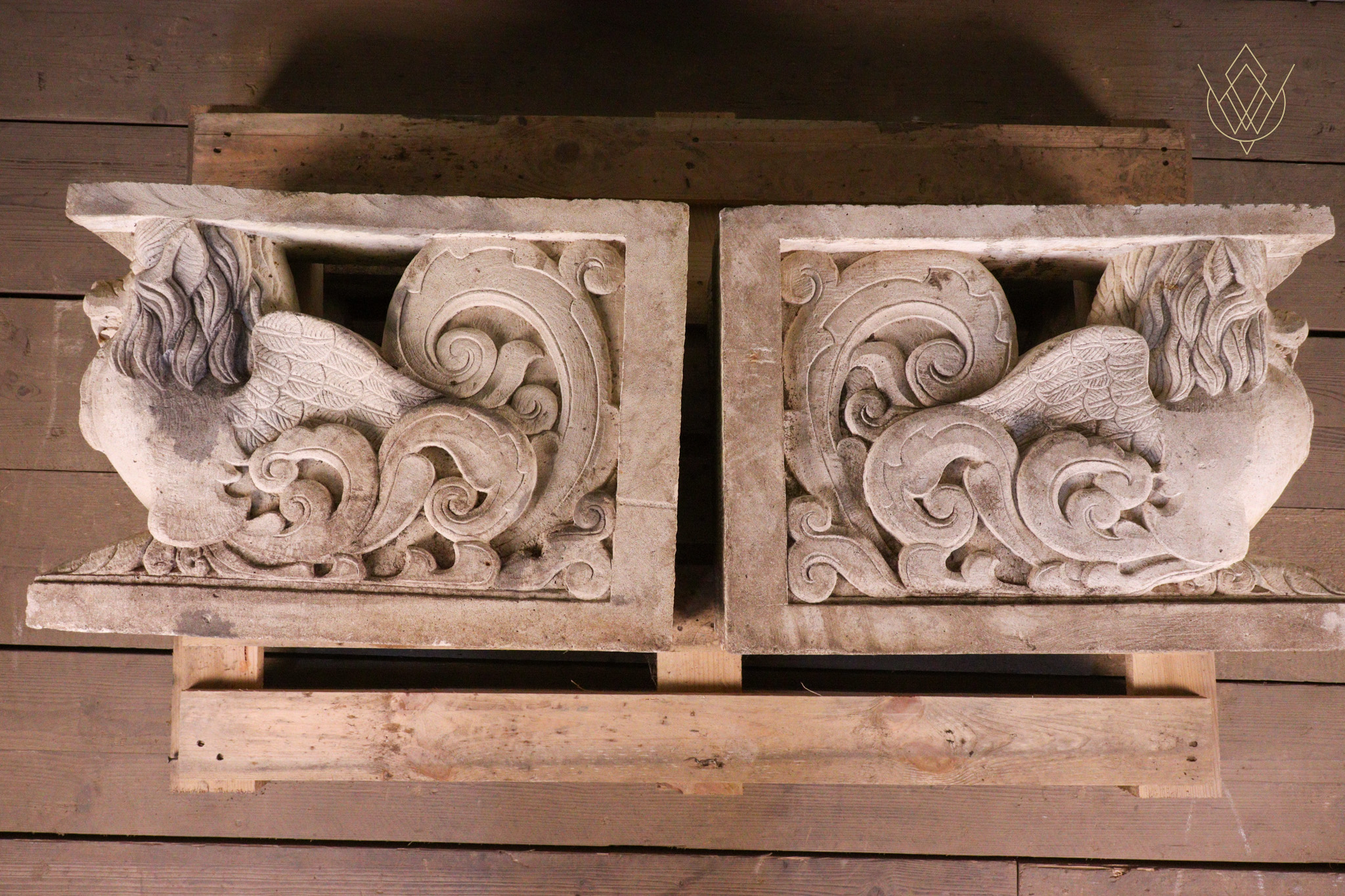 Pair of Limestone Corbels/Plinths Depicting Griffins - WM12295 - Image 4