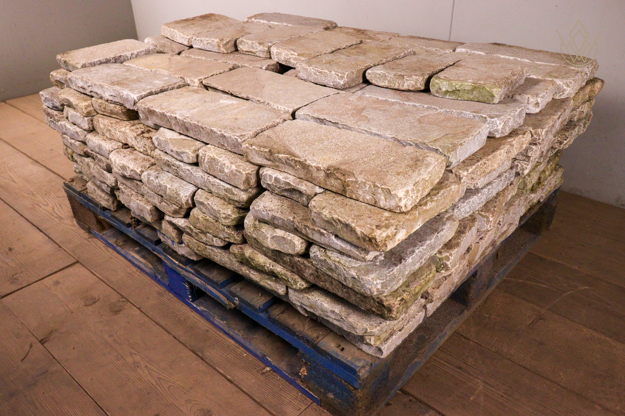 5.3SqM - Reclaimed Limestone Cobble Pavers - WM12306