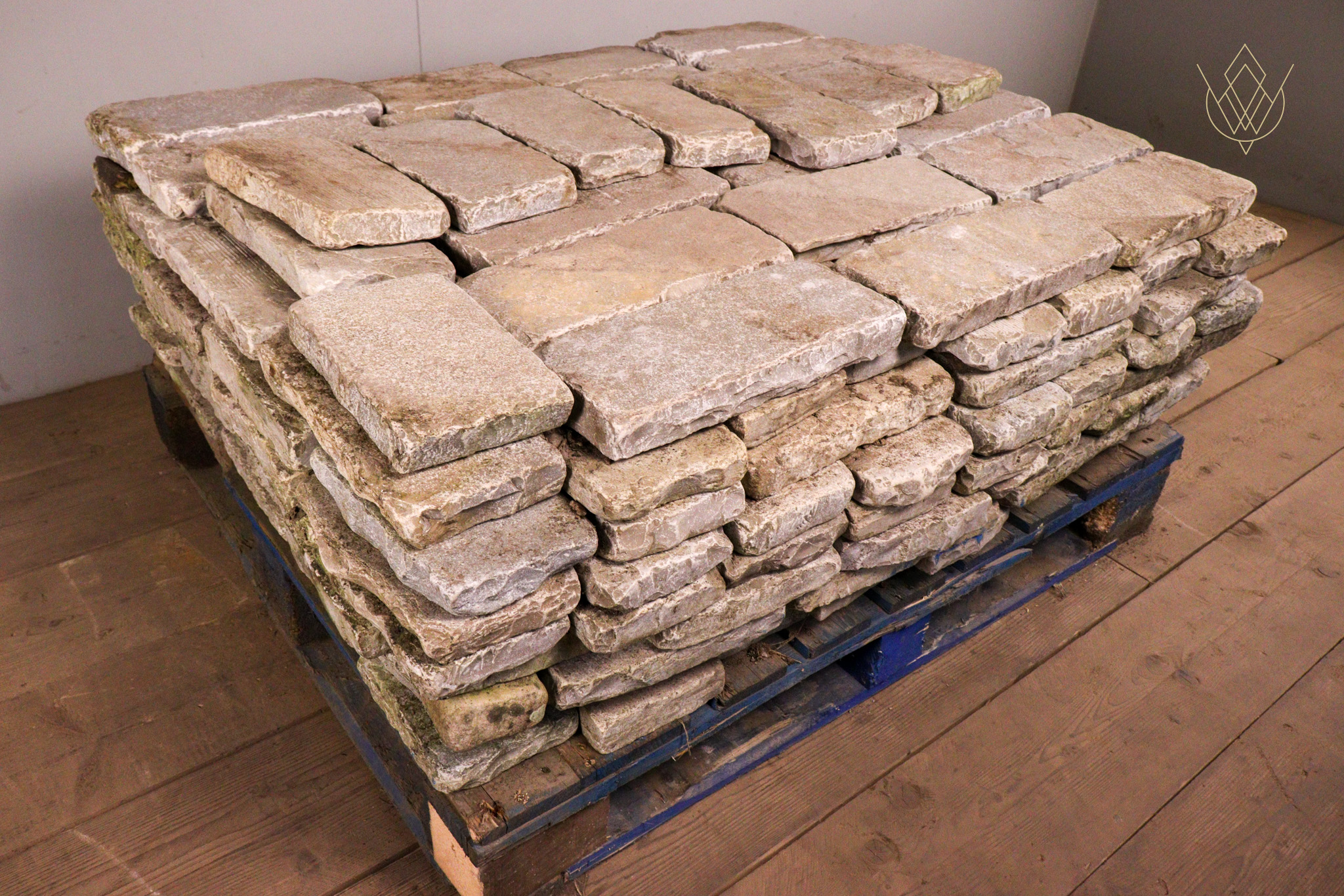 5.3SqM - Reclaimed Limestone Cobble Pavers - WM12306 - Image 3