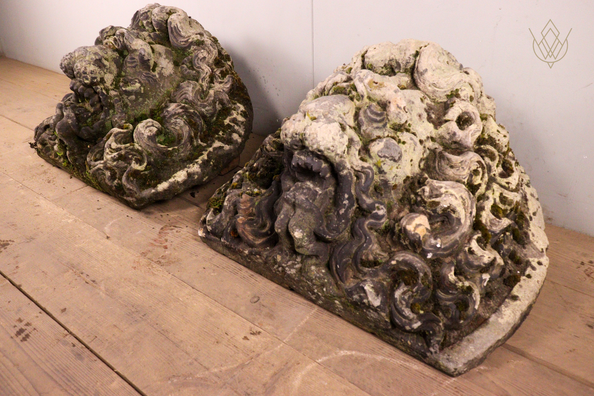 Pair of 18th Century Carved Stone Lions Heads - WM12309 - Image 2