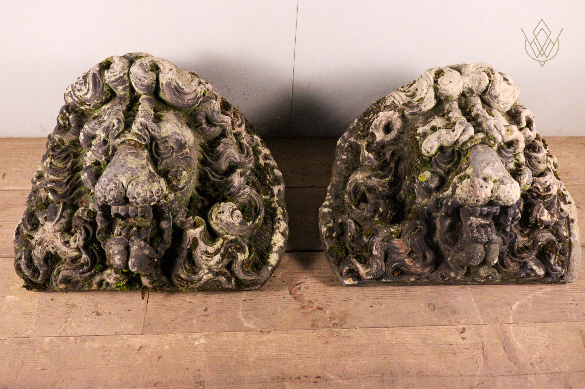 Pair of 18th Century Carved Stone Lions Heads - WM12309 - Image 3