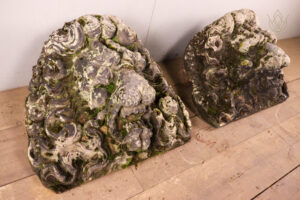 Pair of 18th Century Carved Stone Lions Heads - WM12309