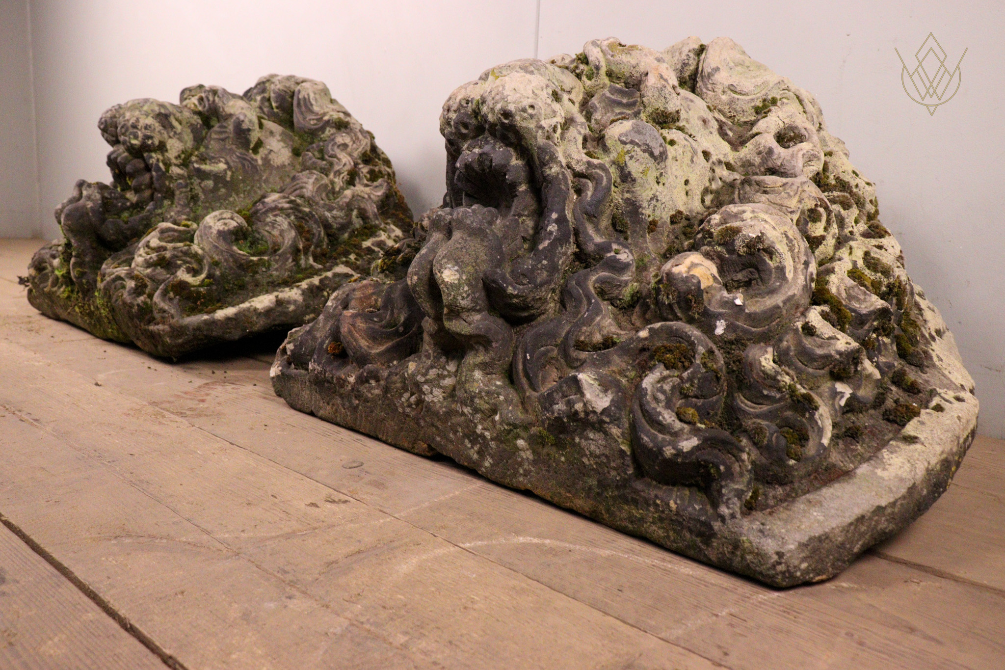 Pair of 18th Century Carved Stone Lions Heads - WM12309 - Image 9