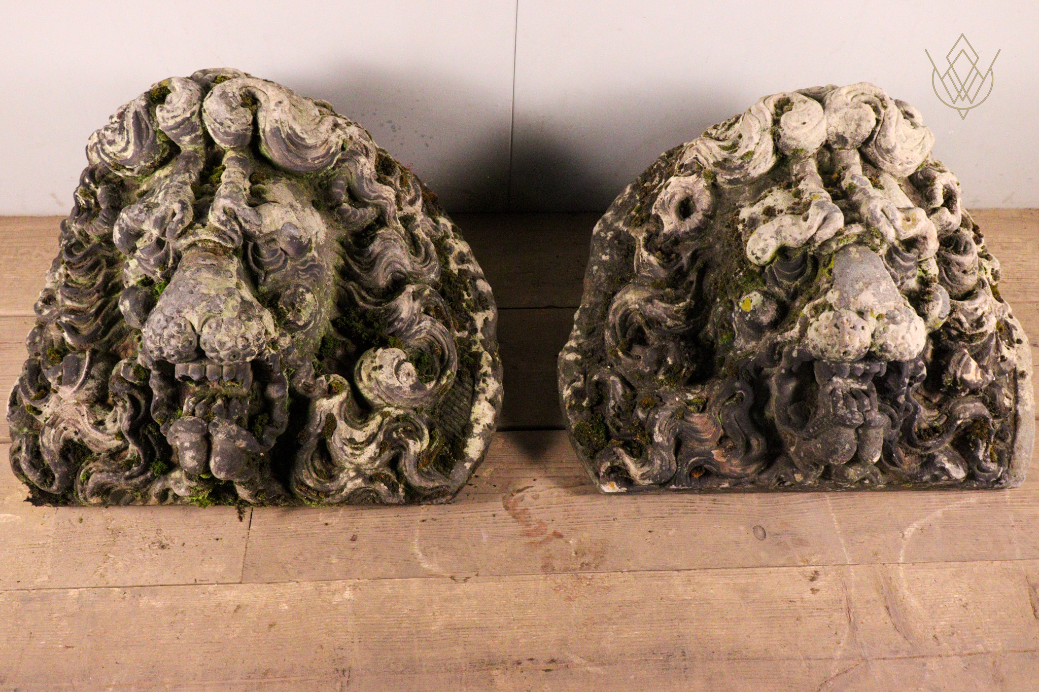 Pair of 18th Century Carved Stone Lions Heads - WM12309 - Image 5