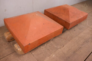 Pair of Victorian Red Terracotta Pier Cap - WM12313