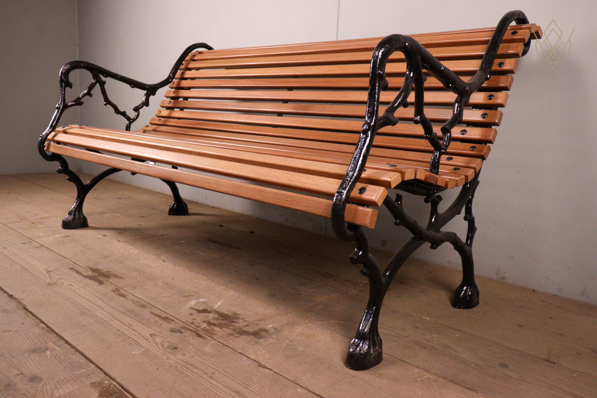 19th Century Faux Bois Park Bench with Mahogany Slats - WM12322 - Image 2
