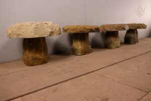 Miniature Hand Carved York Stone Staddle Stone Mushrooms - WM12326