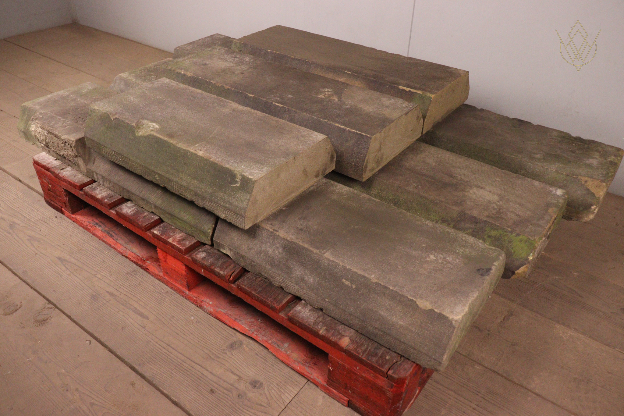 20.4ft - 12" x 4" Reclaimed 5 Sided Sandstone Coping Stones - WM12329 - Image 2