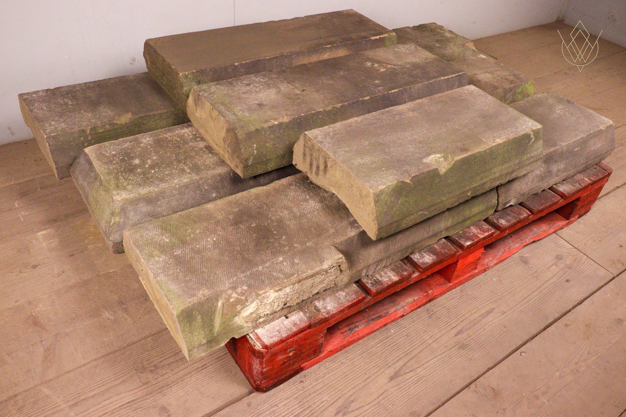 20.4ft - 12" x 4" Reclaimed 5 Sided Sandstone Coping Stones - WM12329 - Image 10