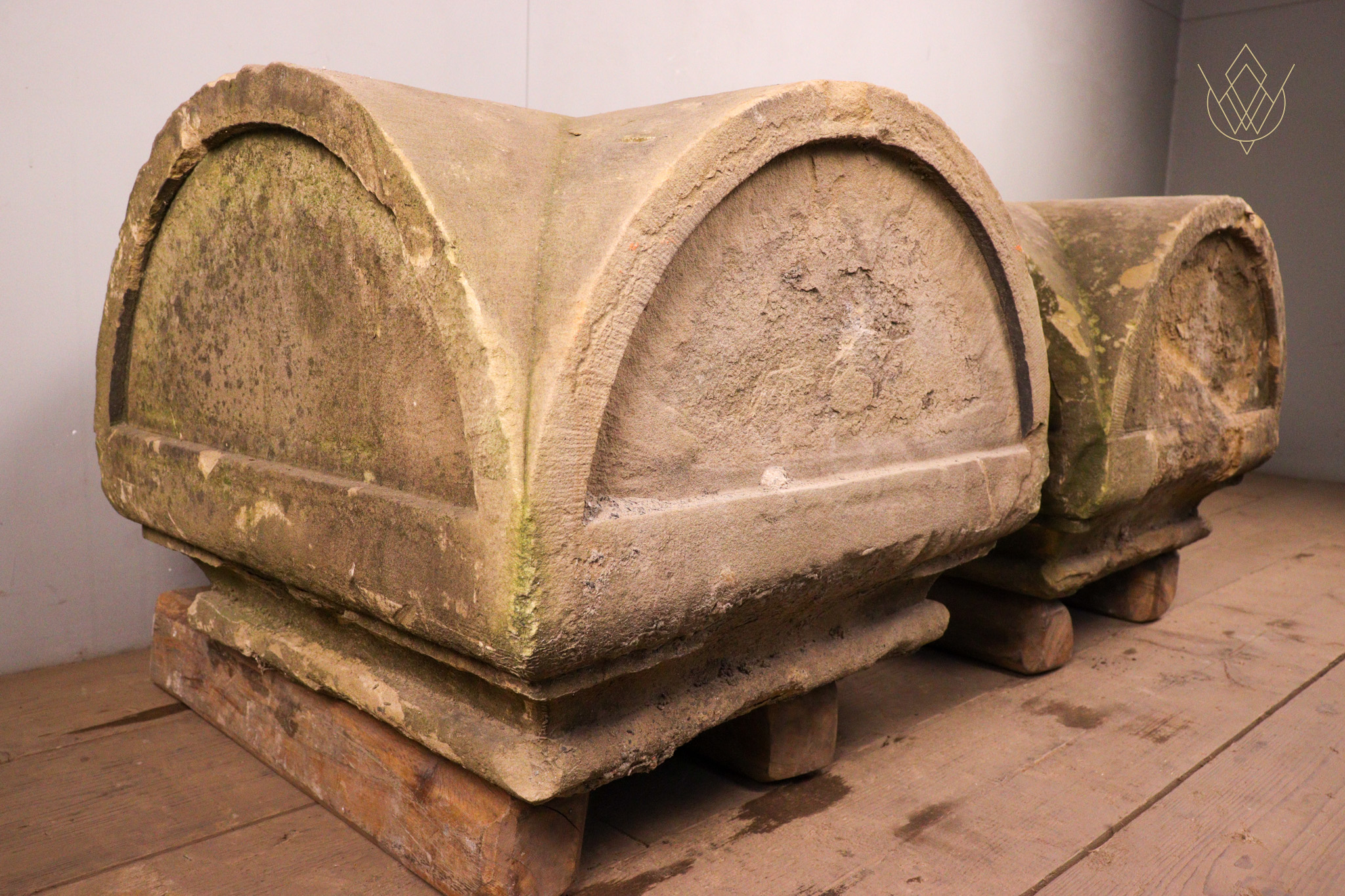 Pair of 19th Century Stone Pier Caps - WM12339 - Image 3