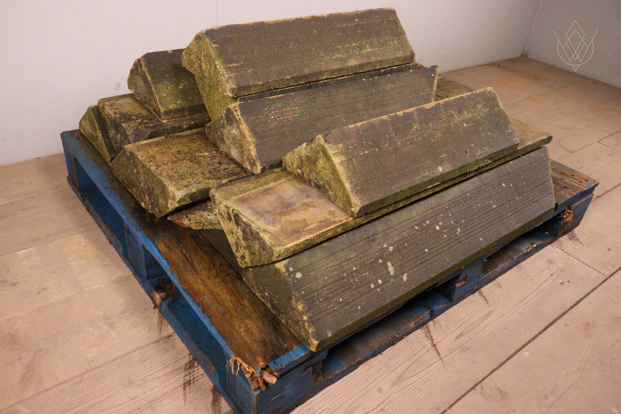 33ft - 9" x 5" 19th Century Sandstone Triangle Coping Stones - WM12347